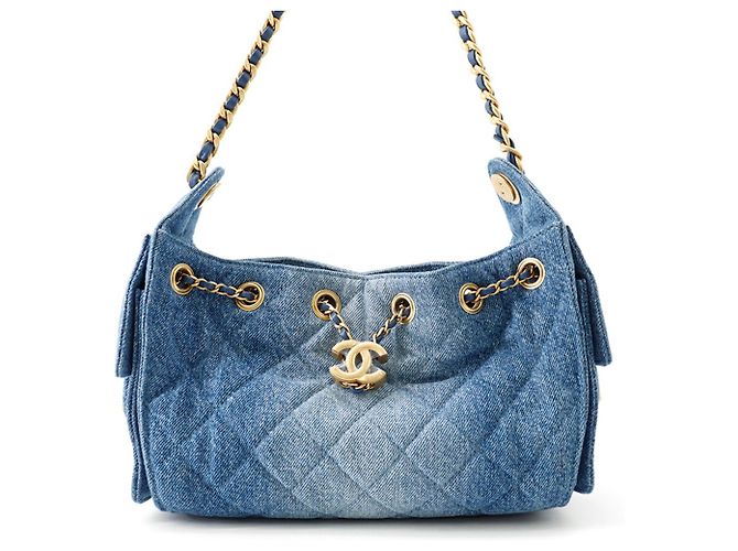 Borsa a Spalla Chanel Matelassé Chain Blu