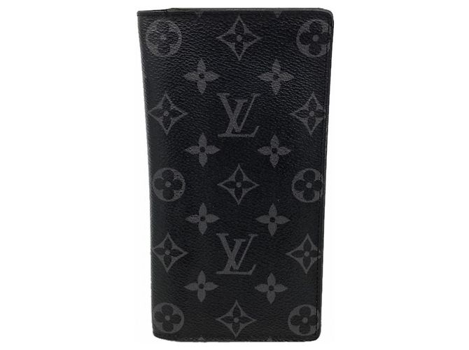 Louis Vuitton Monogram Eclipse Portefeuille Brazza Long Wallet M61697 Nero