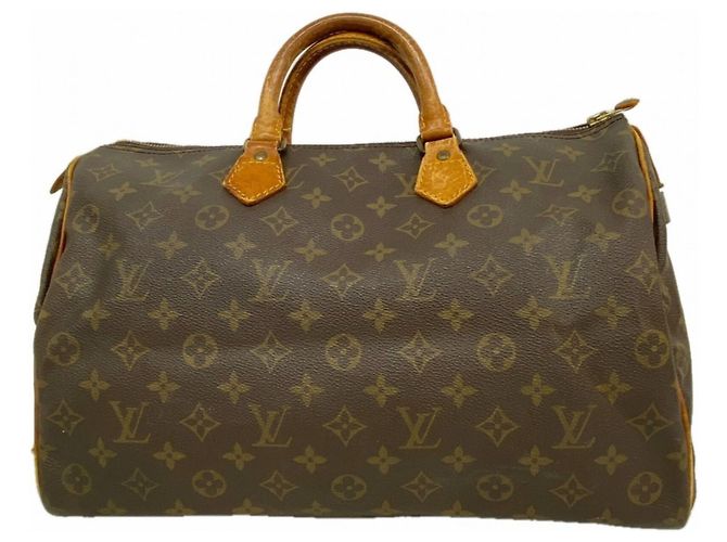 Louis Vuitton Monogram Speedy 35 Handbag Brown