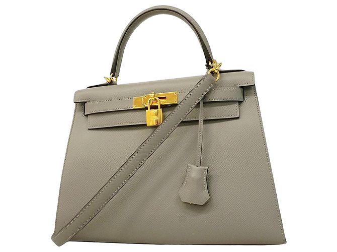 Hermès Bolsa Hermes Kelly 28 em couro Epsom cinza Marrom