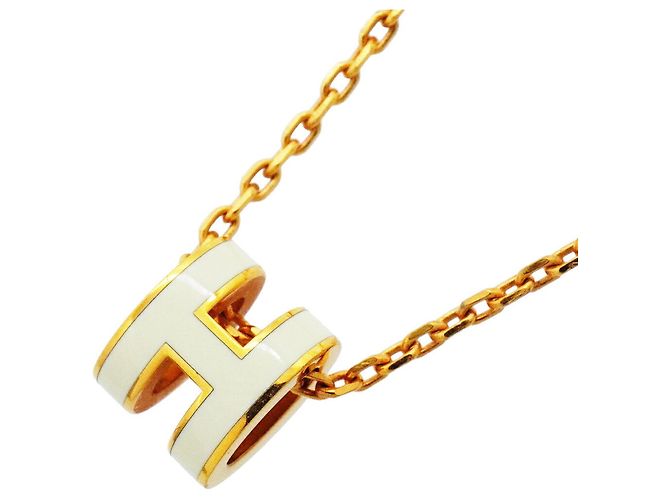 Hermès Collar Hermes Mini Pop H Blanco Dorado