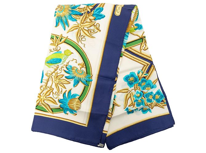 Lenço de seda Hermès White Caraibes 90 Branco Fora de branco