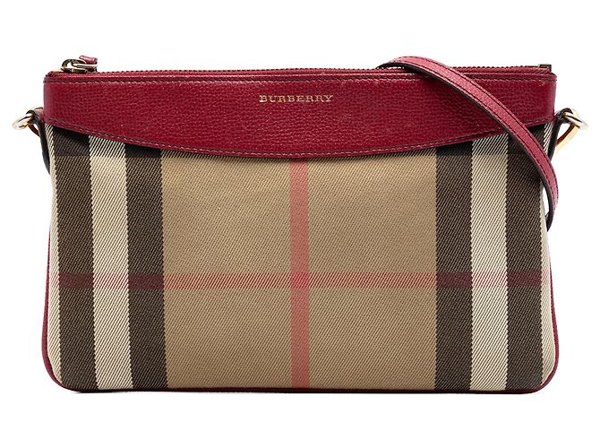 Bolsa transversal Burberry Derby Peyton em lona House Check marrom