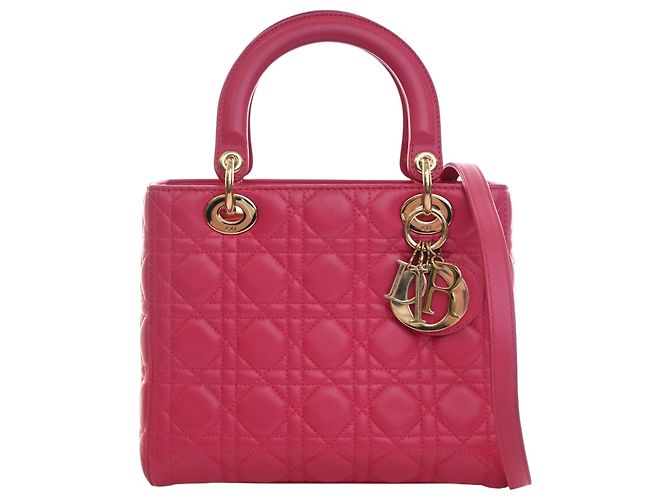 Dior Pink Medium Lambskin Cannage Lady Dior