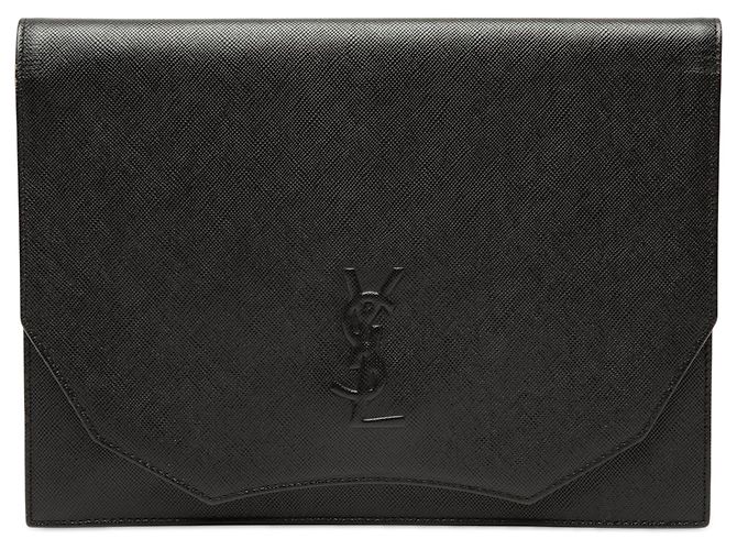 Clutch in pelle nera Saint Laurent Nero