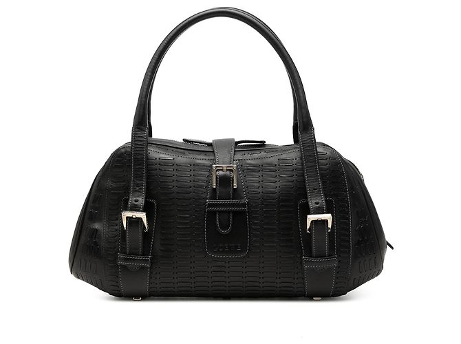Bolsa de mão Senda em couro preto com relevo LOEWE