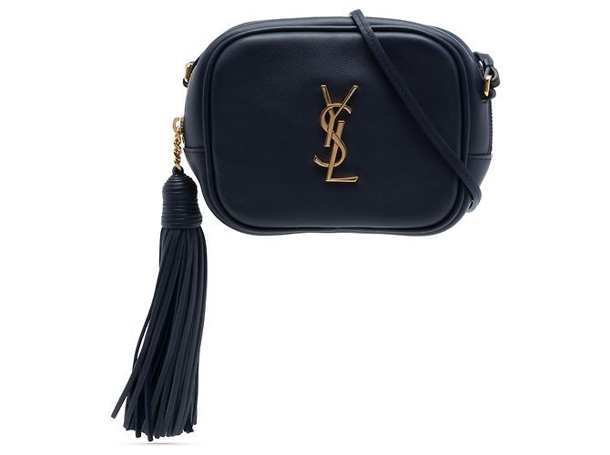 Bolsa Blogger em couro de bezerro azul com monograma Saint Laurent