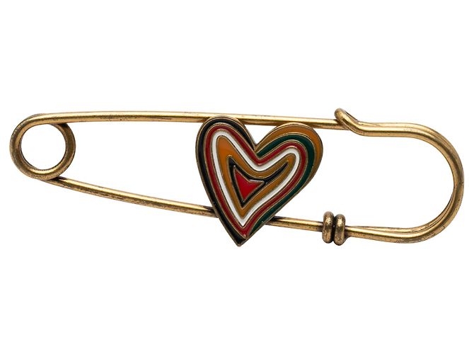 Spilla a forma di cuore in smalto dorato Dior D'oro