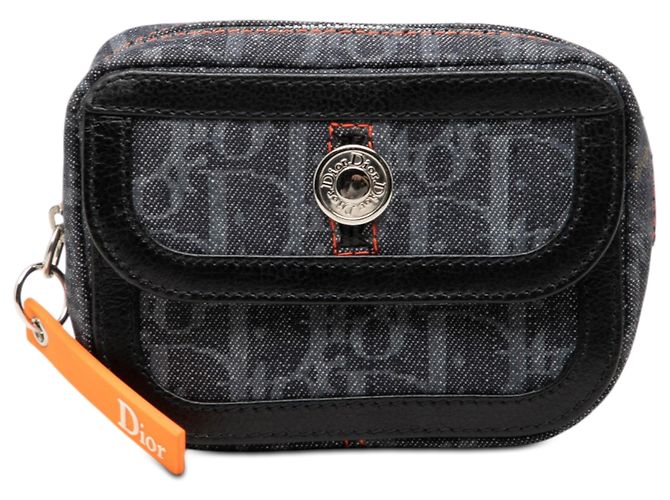 Dior Blue Oblique Denim Flight Coin Pouch