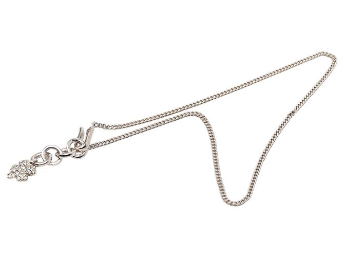 Collana con pendente Chanel Silver CC Brass Strass Argento