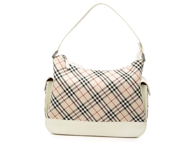 Burberry Beige Nova Check Canvas Schultertasche