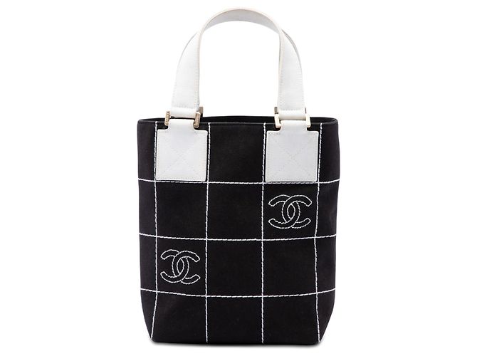 Tote Chanel Black Small CC Chocolate Bar Canvas Nero