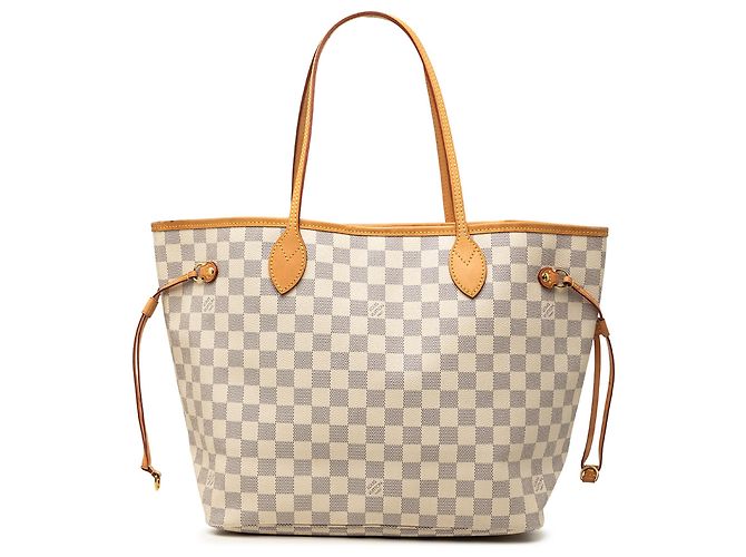 Louis Vuitton White Damier Azur Neverfull MM Branco