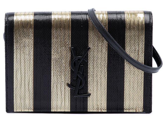 Borsa a tracolla Kate Monogram in tessuto a righe metallizzate oro Saint Laurent D'oro