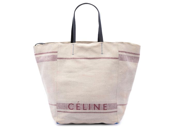 Céline Celine Cabas Phantom en toile marron, taille Medium Beige