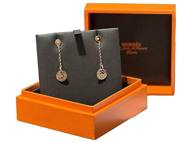 Hermès Gambade Clou de Selle Rose Gold Diamond Earrings Golden 