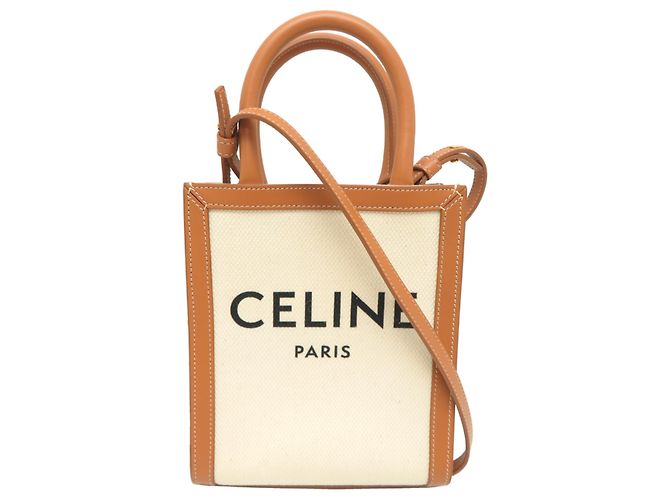 Céline Borsa a mano cabas verticale mini da donna Celine Marrone Beige