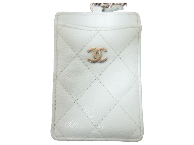 Chanel Matelassé Caviar Leather Chain Pass Case Blue