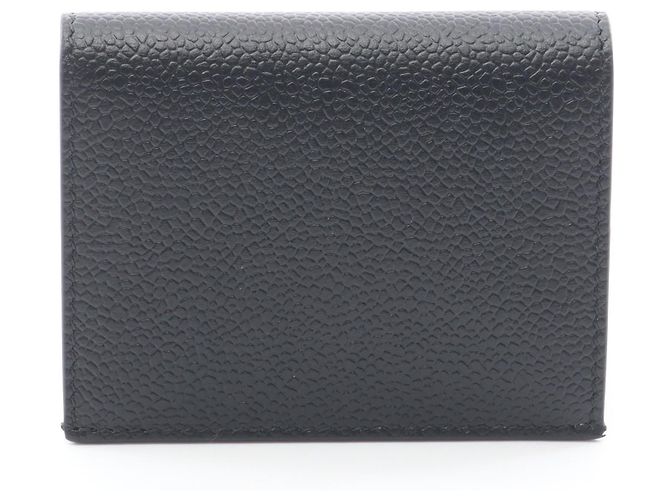 Thom Browne Double Card Holder Leather Card Case Black
