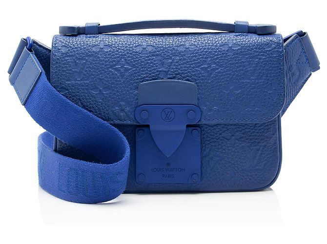Bolsa Transversal Louis Vuitton Monogram Empreinte Macassar S Lock Azul