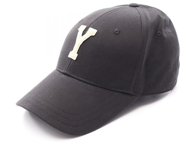 Yves Saint Laurent Gorra Saint Laurent Paris Y Varsity de algodón Negro