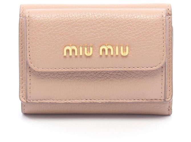 Miu Miu Madras Leder Tri-Fold Wallet Pink