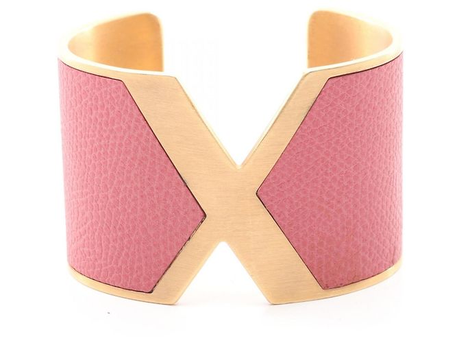 Valextra Leather Bangle Golden Metallic