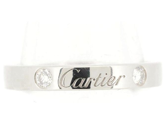 Cartier Gravierter Pt950 Diamantring Größe 10 Silber Metallisch