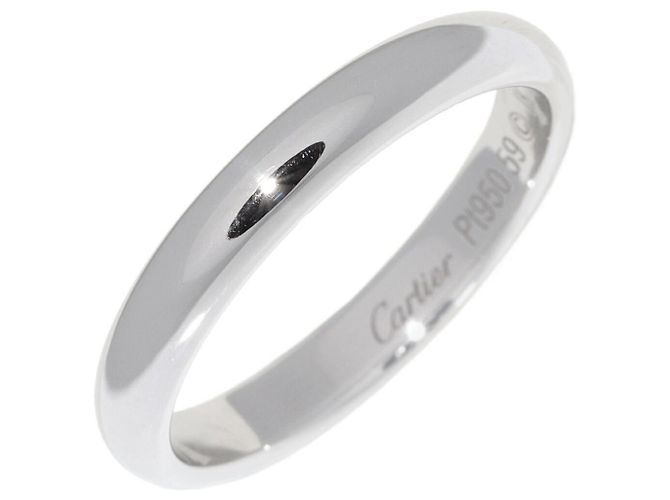 Cartier 1895 Ehering Pt950 Ringgröße 59 Silber Metallisch