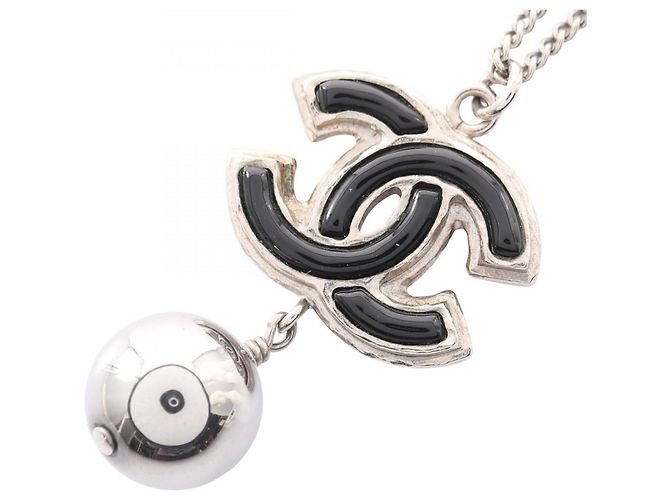 Colar Chanel Coco Mark Prata Metálico
