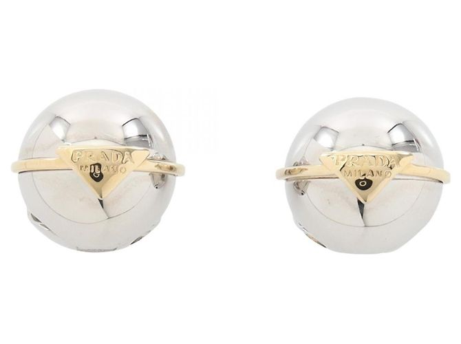 Orecchini con logo Triangle Prada Argento Metallico 