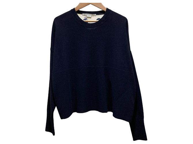 Stella Mc Cartney Stella McCartney Seiden-Woll-Pullover Blau