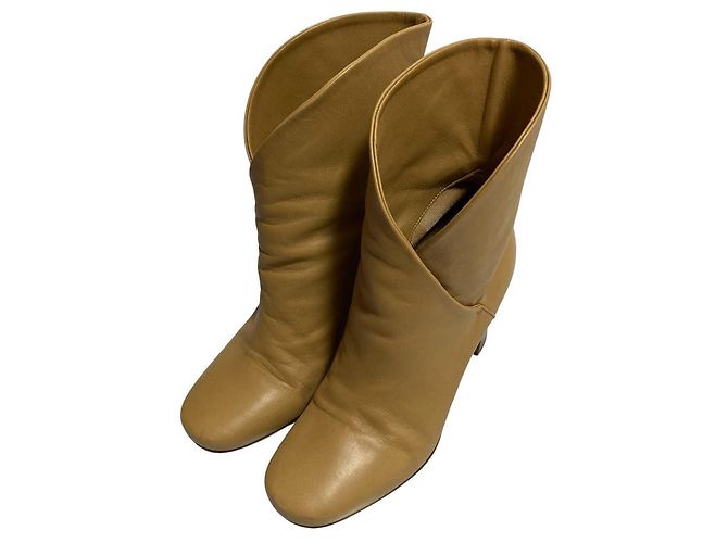 Céline Botas curtas de couro Celine Bege