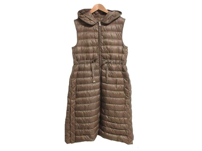 Max Mara The Cube Down Long Vest Brown