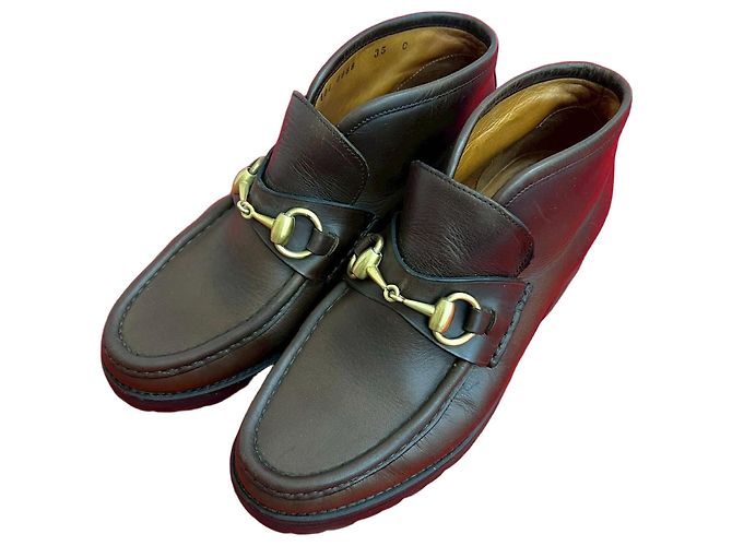 Botas de couro Gucci Marrom