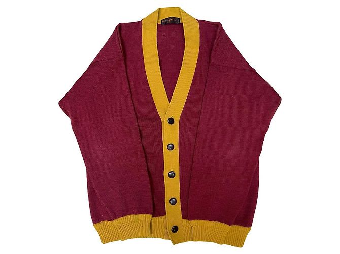 Cárdigan de lana Yves Saint Laurent Burdeos Amarillo