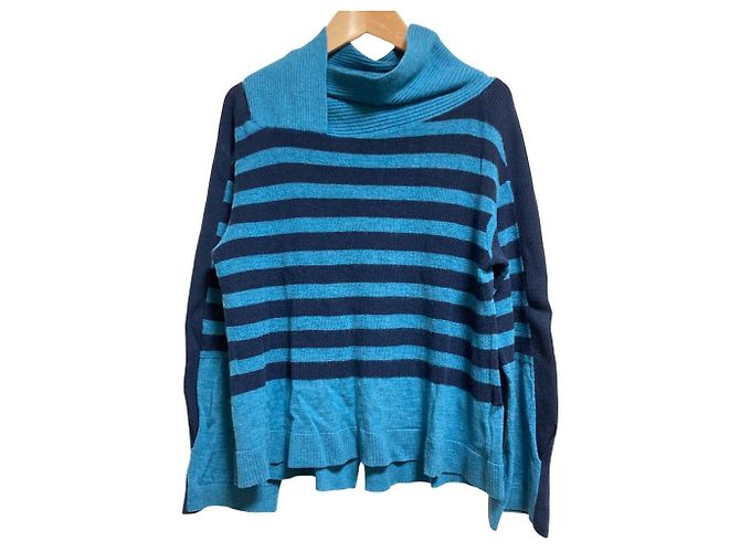 Autre Marque HIROKO BIS Border Strickoberteil mit hohem Ausschnitt Blau Marineblau