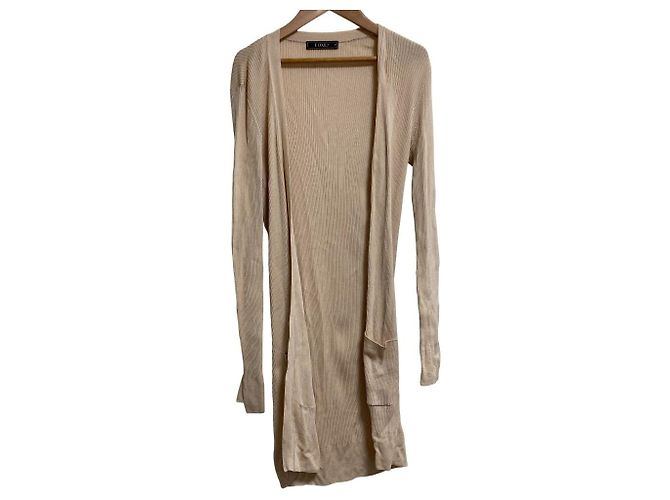 Autre Marque Langer gerippter Strickcardigan FOXEY Pink Beige