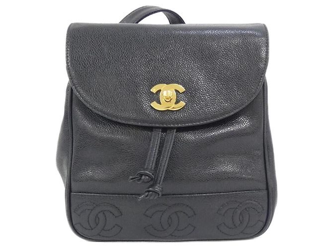 Chanel Black Grained Calfskin Backpack