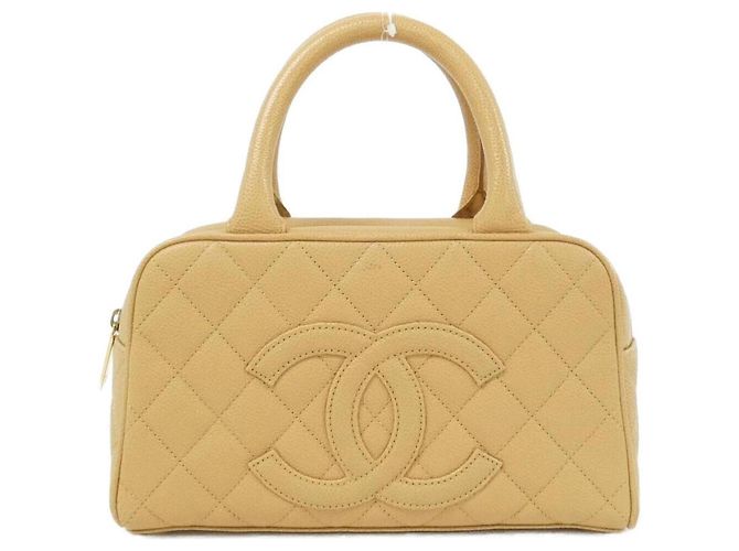 Chanel 20996 Beige Grained Calfskin Boston Bag
