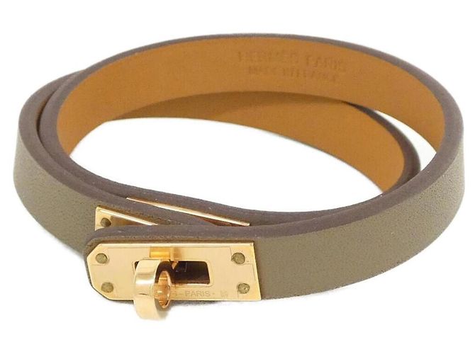 Hermès Pulseira Charm Mini Kelly Double Tour Hermes Bege Taupe