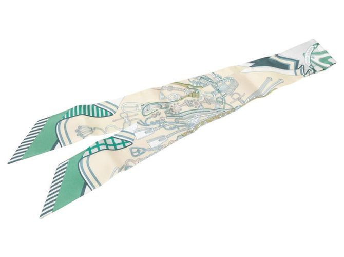 Hermès Hermes Twilly BOUQUETS SELLIER Scarf Beige Green