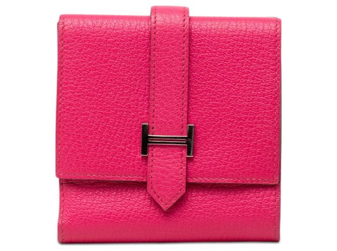 Hermès Hermes Bearn Recto Verso Tri-fold Wallet Pink