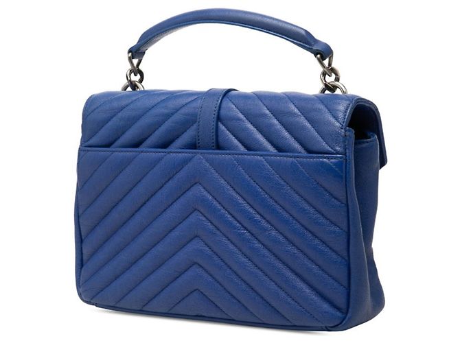 Borsa a mano in pelle blu Saint Laurent
