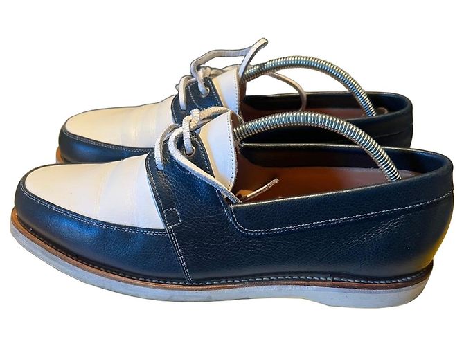 Scarpe stringate bicolore John Lobb Bianco Blu scuro 