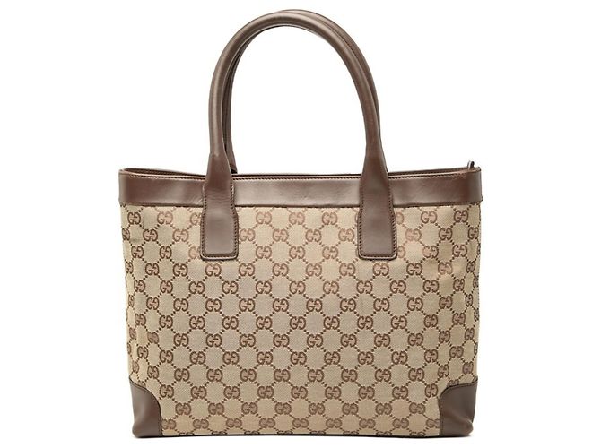 Bolsa Tote Gucci GG Canvas - Bege e Marrom