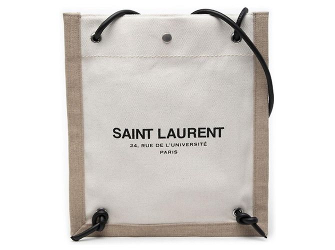 Borsa a tracolla Saint Laurent con logo Nero Beige