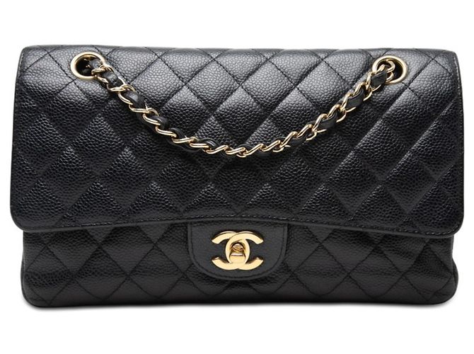 Bolsa de Ombro Chanel Coco Mark Matelassé Double Flap Chain Preto