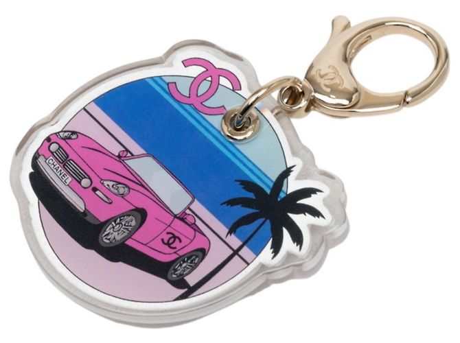 Chanel Coco Mark Logo Handtaschenanhänger Silber Pink Blau