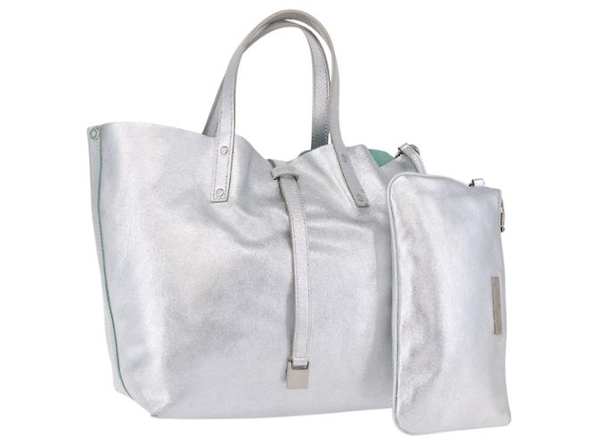 Autre Marque Borsa a mano TIFFANY&Co. in pelle argento Auth 193028A